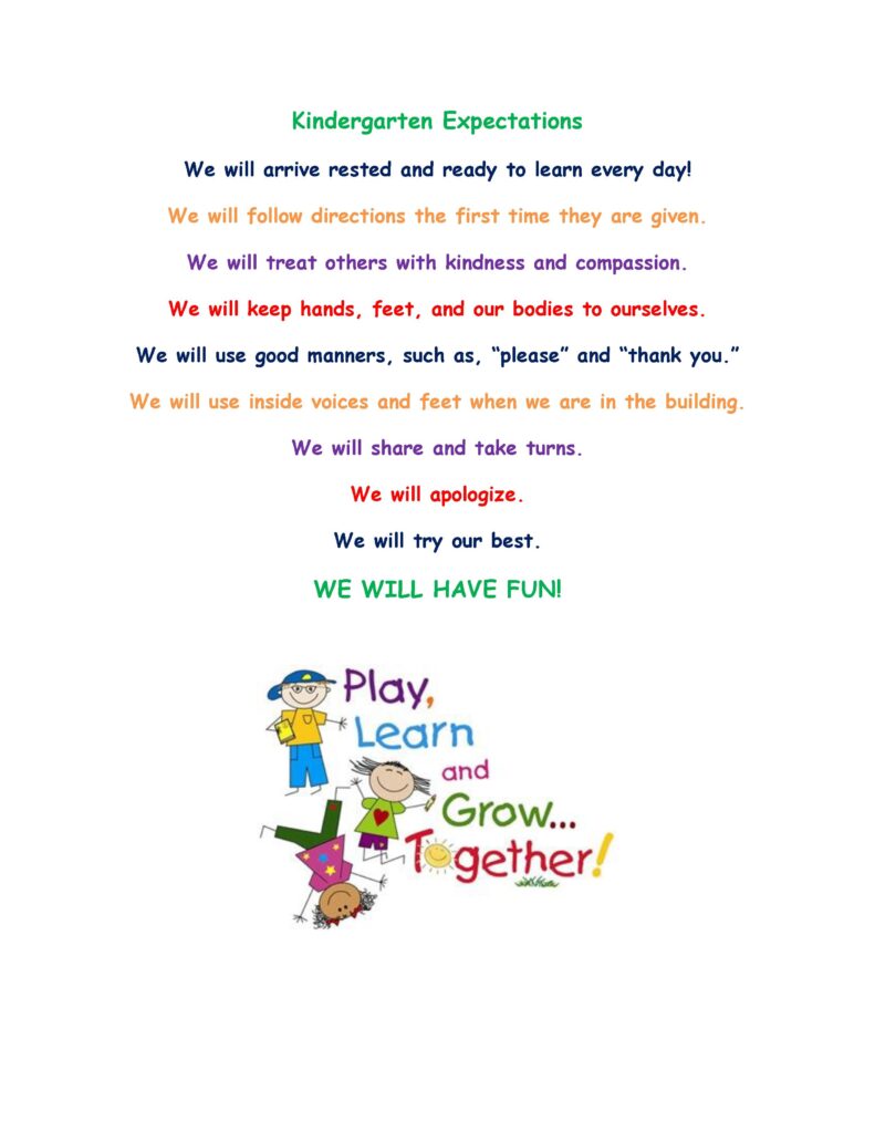 Kindergarten Expectations Poem